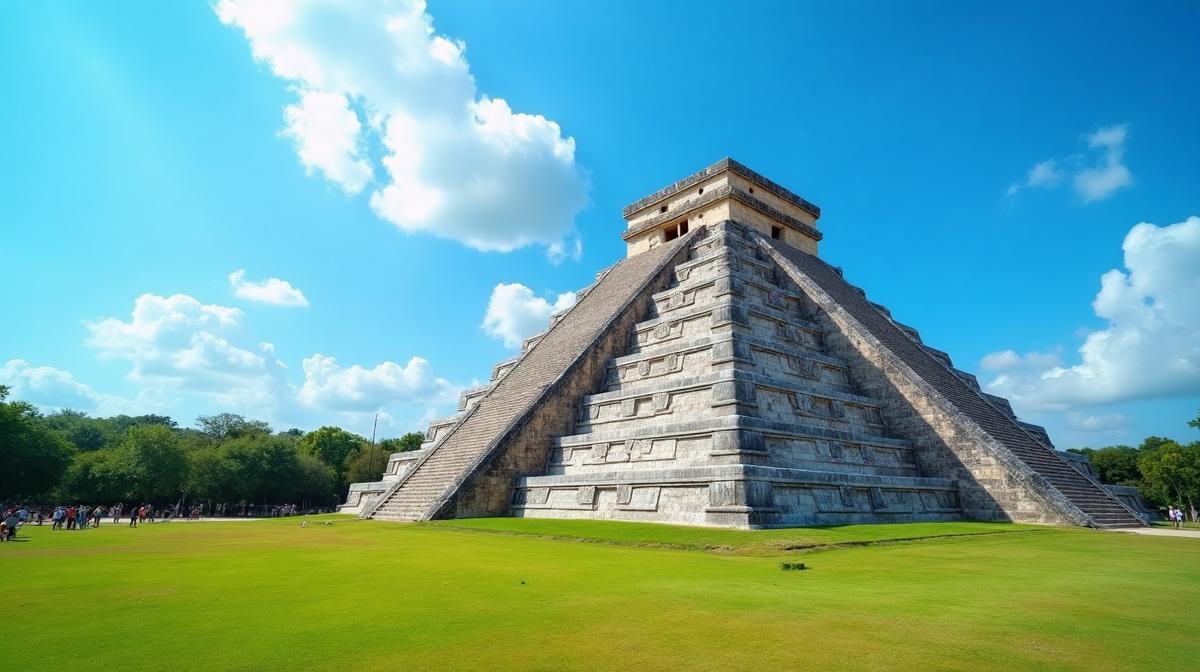 Chichen Itza El Castillo pyramid in golden afternoon light