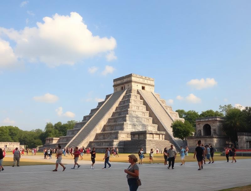 Group photo at Chichen Itza main plaza