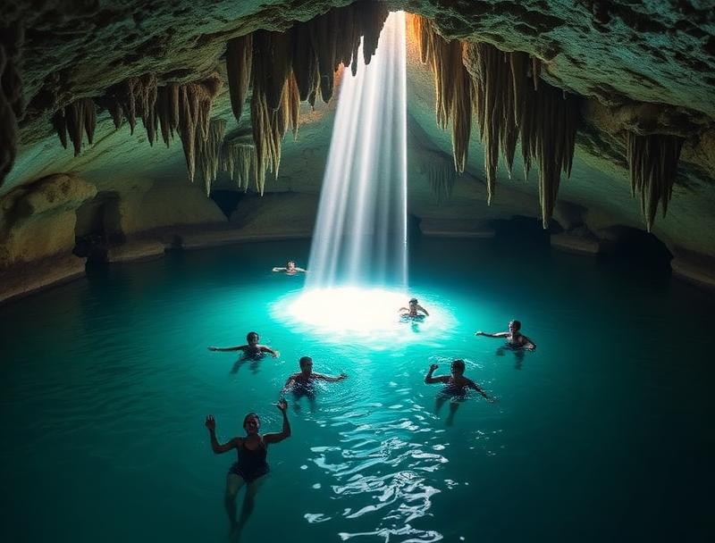 Lush hanging vines at Cenote Ik Kil entrance