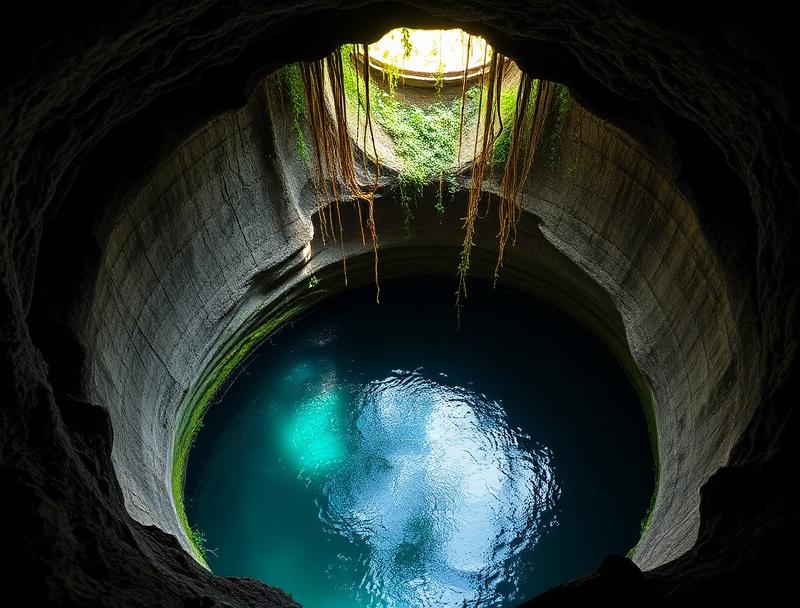 Cenote Ik Kil dramatic view from above