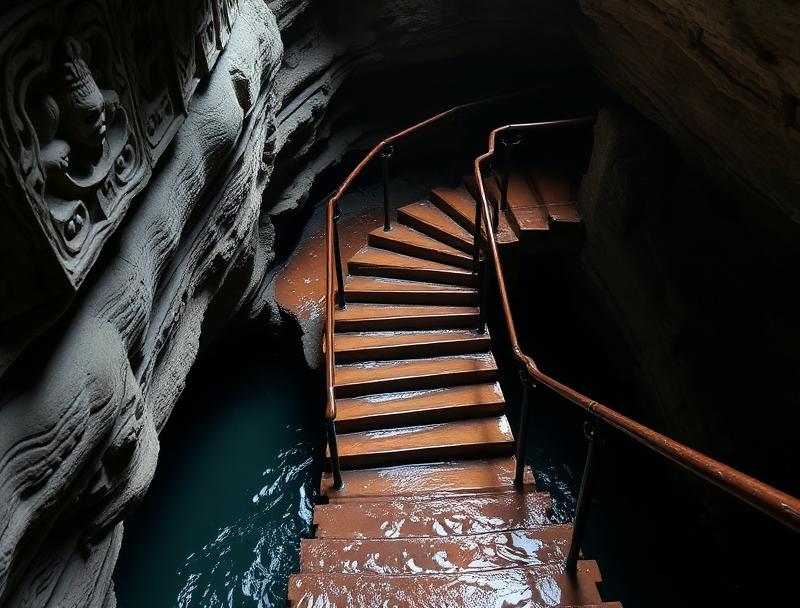 Stone staircase descending into Cenote Ik Kil