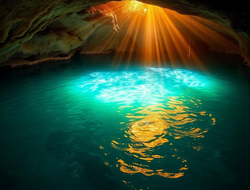 Aerial view looking down into Cenote Saamal