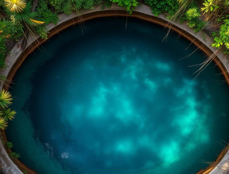 Tropical garden surrounding Cenote Saamal