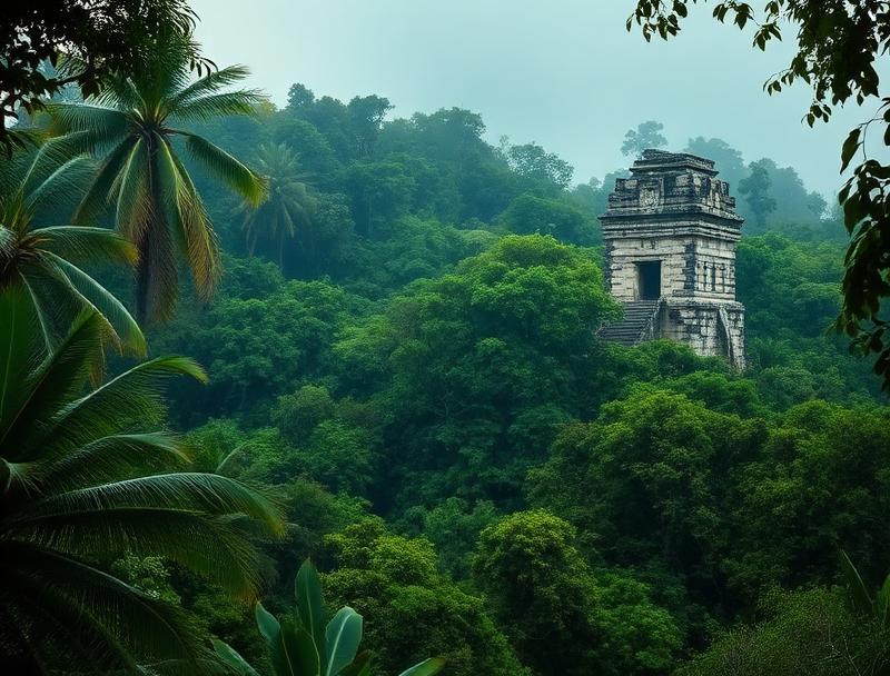 Jungle-covered Mayan ruins at Coba Yucatan