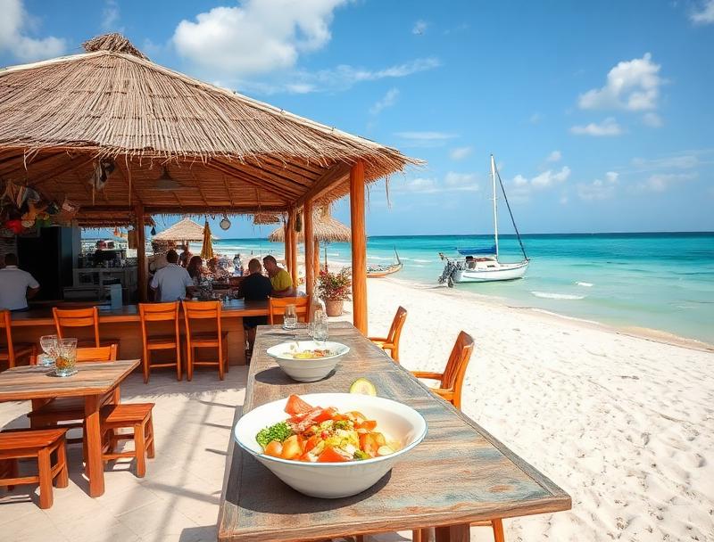 Beachfront seafood restaurant with ocean view