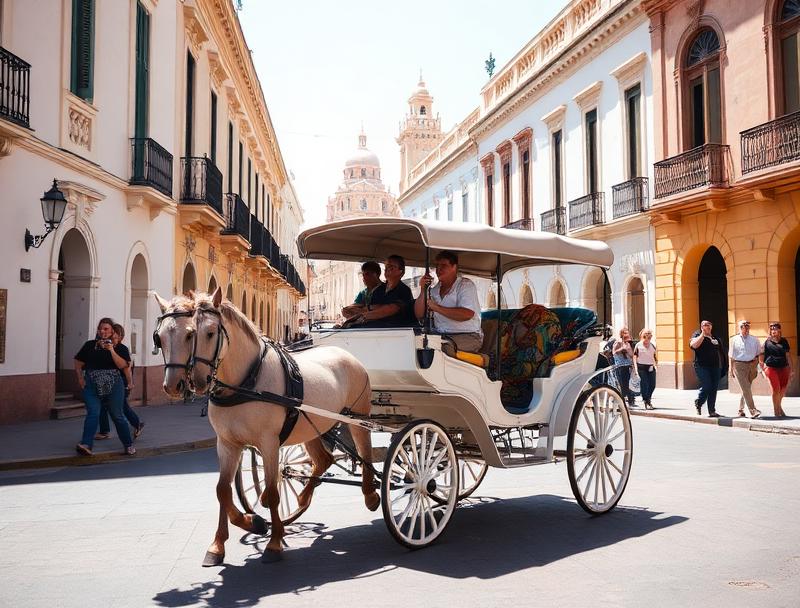 Horse-drawn calesa ride through historic Merida