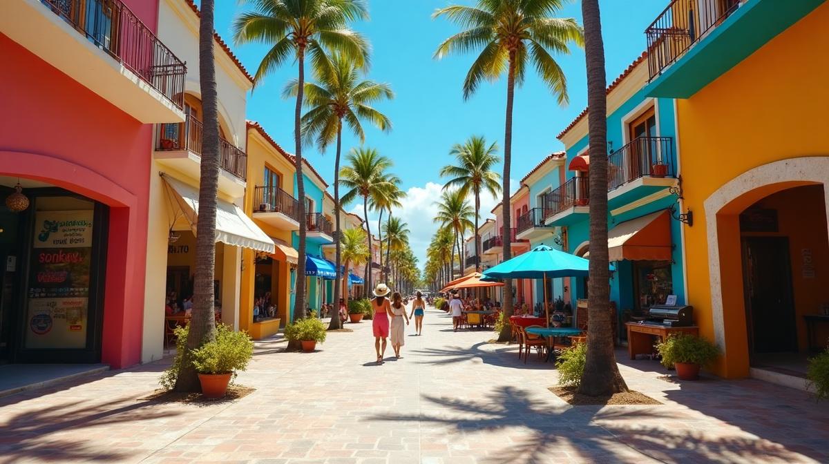 Playa del Carmen Fifth Avenue and Caribbean beach