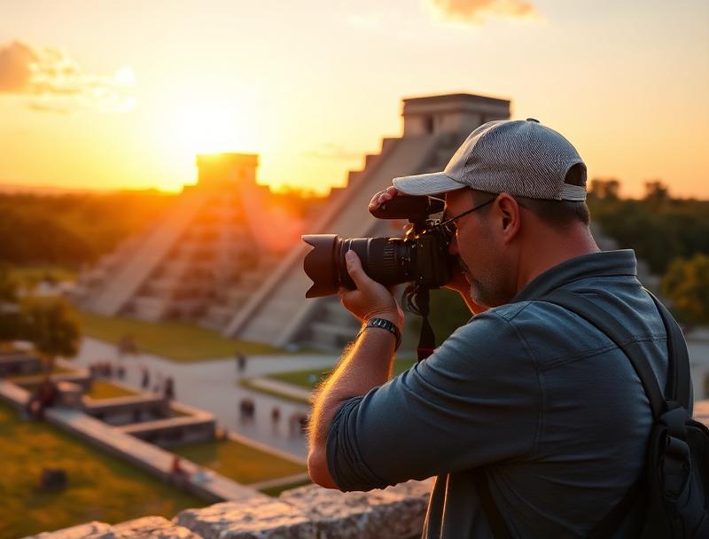 Misty morning atmosphere at ancient Mayan ruins