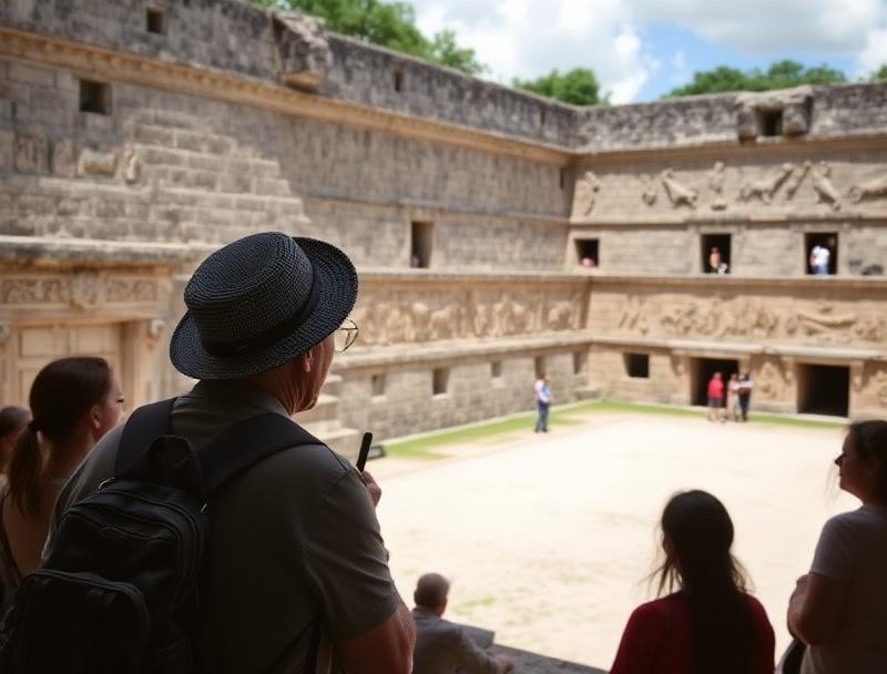 Private guide explaining El Castillo pyramid history