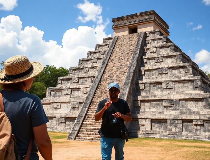 Detailed Mayan stone carvings at Chichen Itza