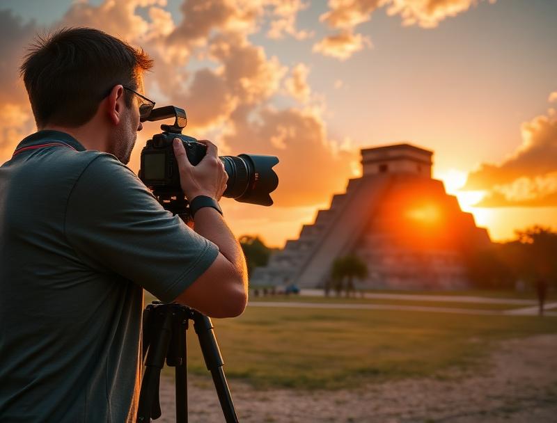 Morning dew on grass at Chichen Itza